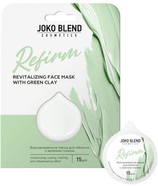 Відновлювальна маска для обличчя з зеленою глиною Joko Blend Refirm 15 г 289795 фото
