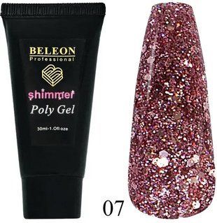 Полігель для нарощування Beleon Shimmer Poly Gel №07 Рожевий B7205 фото