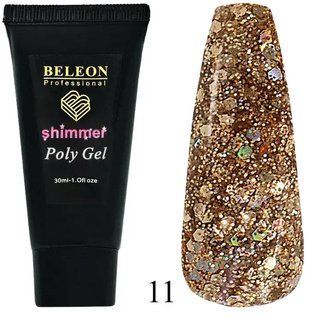 Полігель для нарощування Beleon Shimmer Poly Gel №11 Золотий B7205 фото