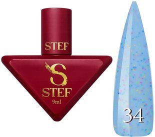 Камуфлююча база Steffani Cover Base 34 Блакитна з різнокольоровими пластівцями поталі SCB09 фото